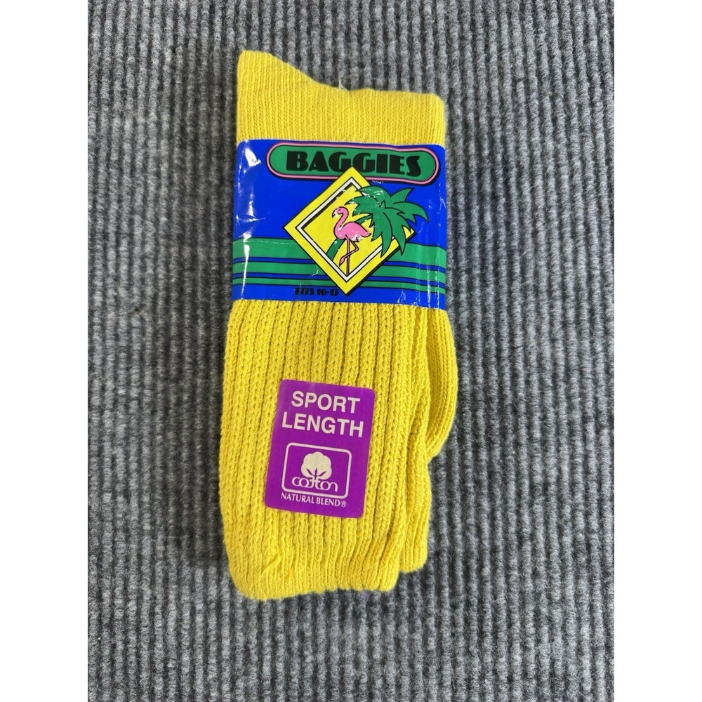 Vintage Y2K, baggie sport length‎ crew socks yellow